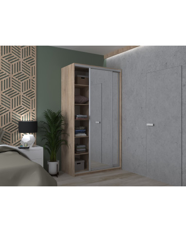 Kleiderschrank Doros City Light Schiebetüren Sonoma Eiche mit Spiegel 120x45x225 (44900068)