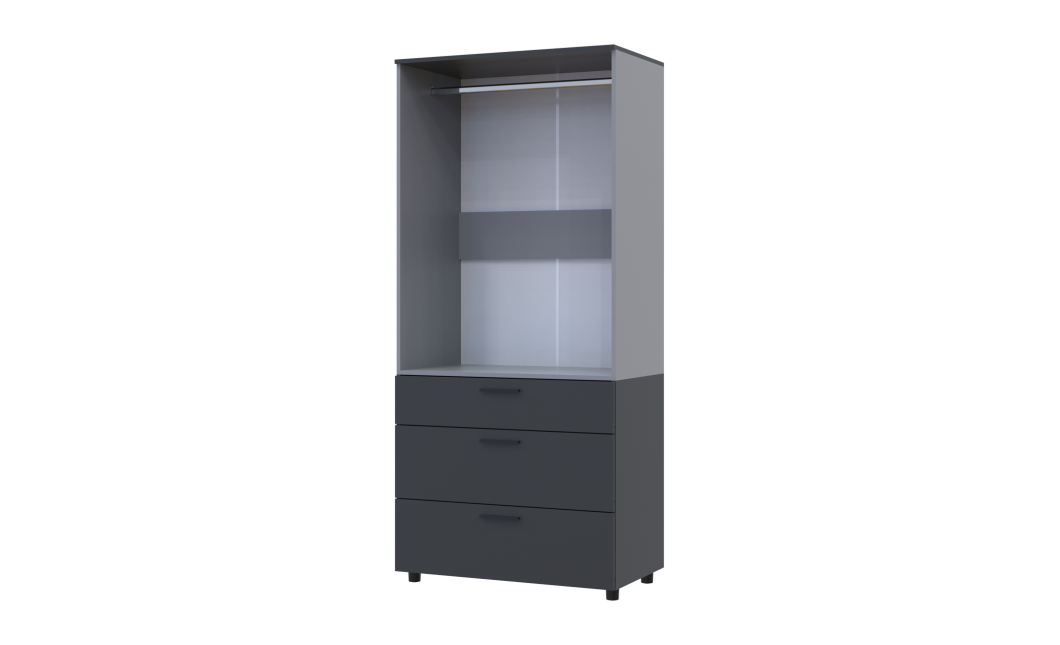 Kleiderschrank Doros Thorn Anthrazit/Grau 2 Türen 3 Schubladen Kleiderstange 90x51,6x200 (44900473)