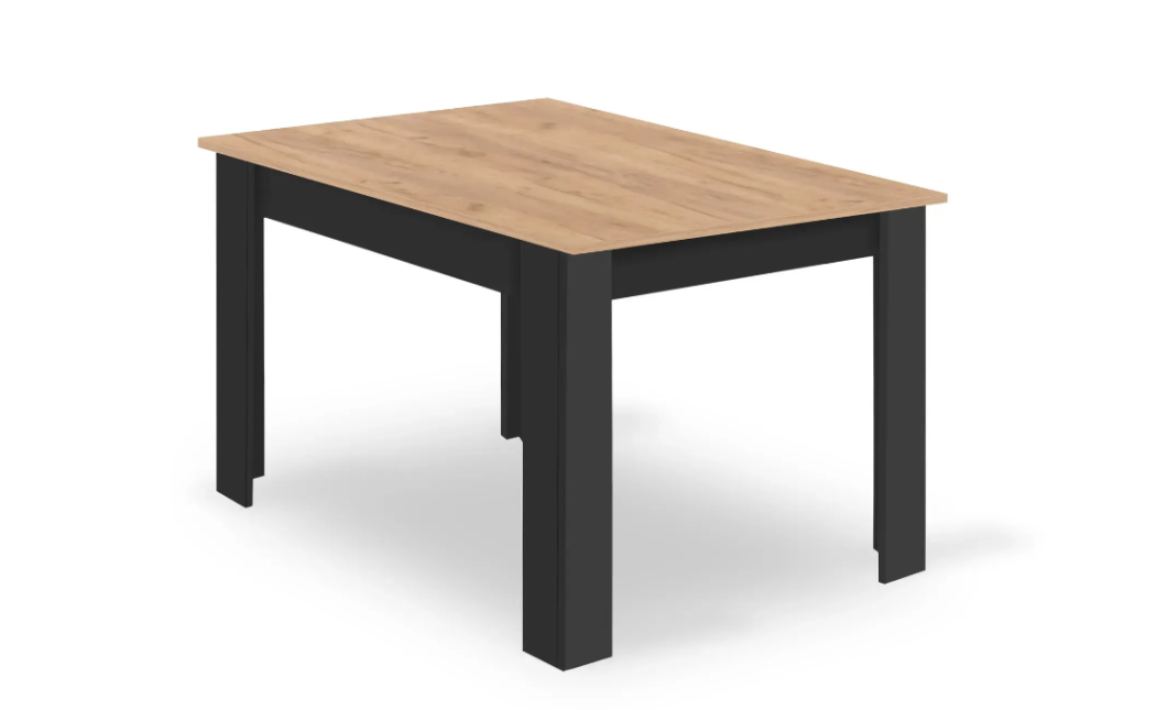 Essgruppe: Tisch NP 120x80 Craft / Schwarz + 4 Stühle MARK Schwarz-Weiß / Naturbeine (100408844)