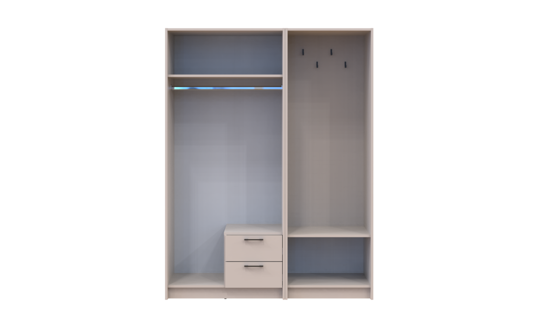Drehtürenschrank Doros Rondi mit Kleiderstange Kaschmir 2 Türen 142x52x195 (42005391)