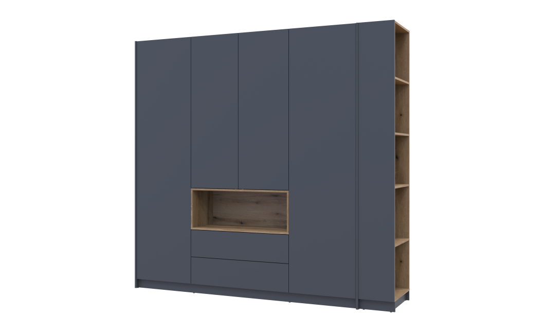 Kleiderschrank Doros Dale mit Drehtüren Anthrazit/Ewok Eiche 4 Türen 234x52x220 (42005339)