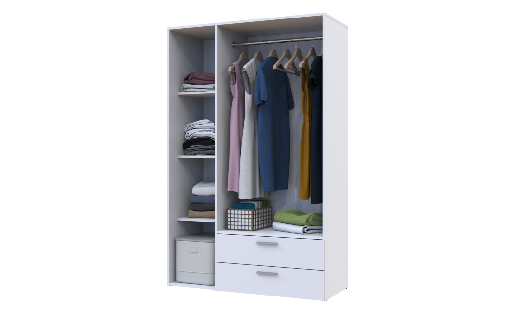 Kleiderschrank Doros Ektor Weiß 3 Türen 116x49,5x180 (80737076)
