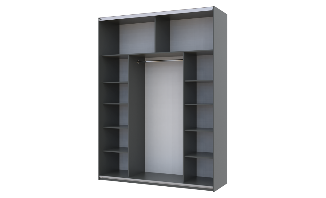 Kleiderschrank Doros G-Caiser Schiebetüren Graphitgrau mit Glas 180x60x240 (42005016)