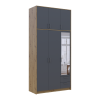 Kleiderschrank Doros Rondi mit Drehtüren mit Oberschrank und Spiegel Artisan Eiche / Graphitgrau 3 Türen 121x52x260 (42005190)