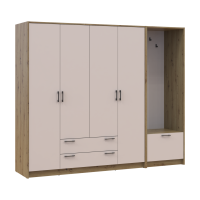 Drehtürenschrank Doros Rondi mit Kleiderstange Artisan Eiche/Kaschmir 4 Türen 220x52x195 (42005292)