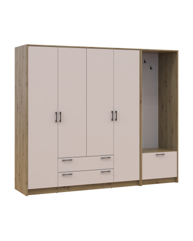 Drehtürenschrank Doros Rondi mit Kleiderstange Artisan Eiche/Kaschmir 4 Türen 220x52x195 (42005292)