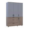 Kleiderschrank Doros Thorn Cremona Cannolo/Grau 3 Türen 3 Schubladen Kleiderstange 135x51,6x200 (44900505)