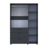 Kleiderschrank Doros Thorn Anthrazit 3 Türen 3 Schubladen Kleiderstange 135x51,6x200 (44900493)