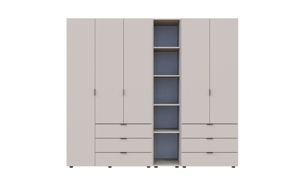 Kleiderschrank Doros Gelar Kaschmir 2+3 Türen mit offenem Regal 231,9x49,5x203,4 (80737650)