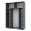 Kleiderschrank Doros G-Caiser Schiebetüren Graphitgrau mit Glas 180x60x240 (42005012)