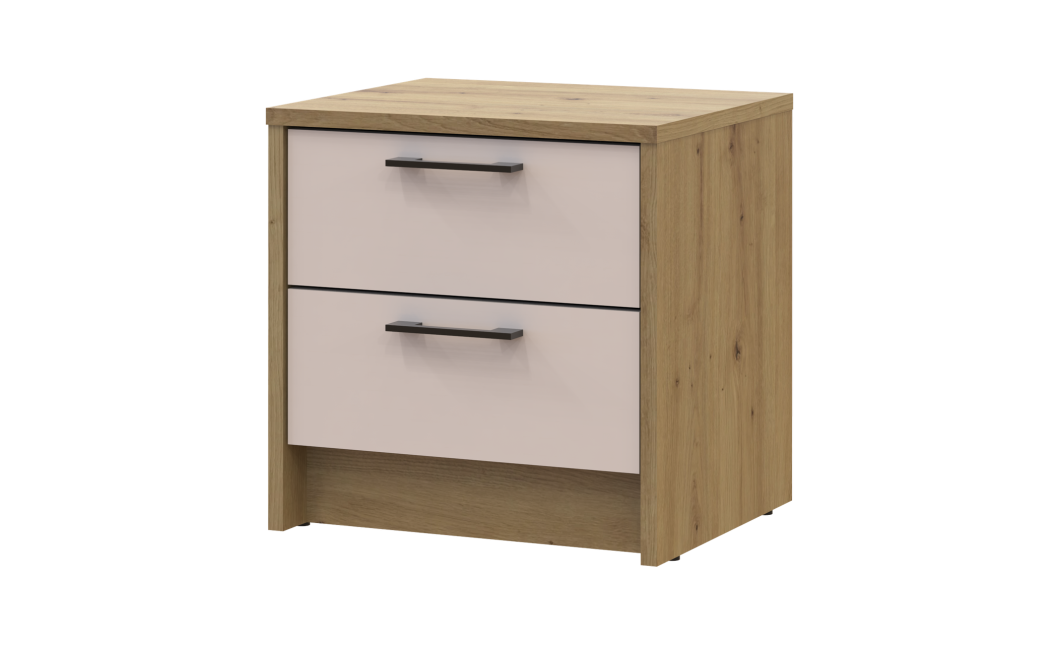 Nachttisch Doros Rondi Eiche Artisan/Kaschmir 2 Schubladen 40x35x40 (41516287)