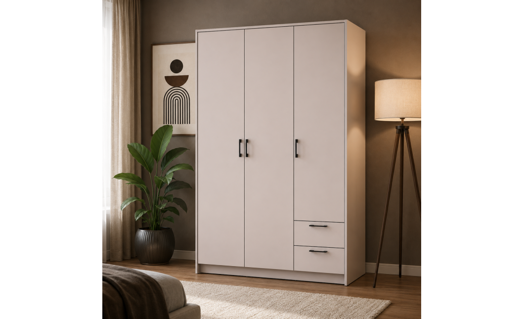 Kleiderschrank Doros Rondi mit Drehtüren Kaschmir 3 Türen 121x52x195 (80738472)