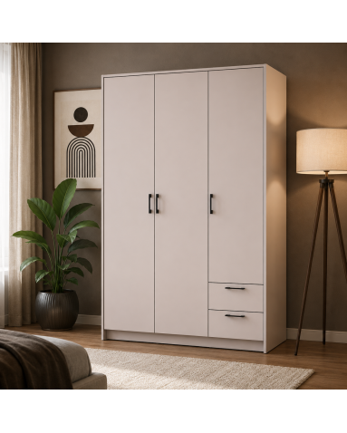 Kleiderschrank Doros Rondi mit Drehtüren Kaschmir 3 Türen 121x52x195 (80738472)