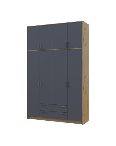 Kleiderschrank Doros Rondi Schiebetüren mit Oberschrank Artisan Eiche / Graphitgrau 4 Türen 160x52x260 (42005188)