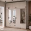 Kleiderschrank Doros Rondi mit Kleiderstange, Spiegel und hohem Oberschrank Kaschmir 4 Türen 220x52x260 (42005408)