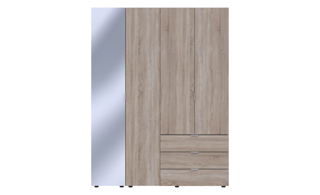 Drehtürenschrank Doros Gelar Sonoma Eiche 3 Türen mit Spiegel 155x49,5x203,4 (42002159)