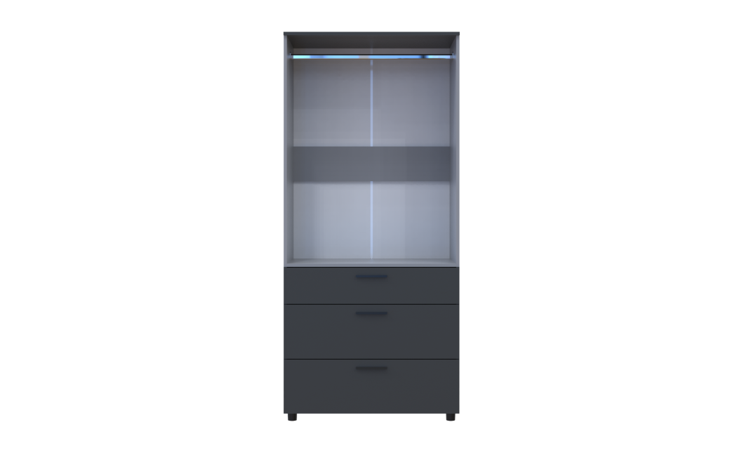 Kleiderschrank Doros Thorn Anthrazit/Grau 2 Türen 3 Schubladen Kleiderstange 90x51,6x200 (44900473)