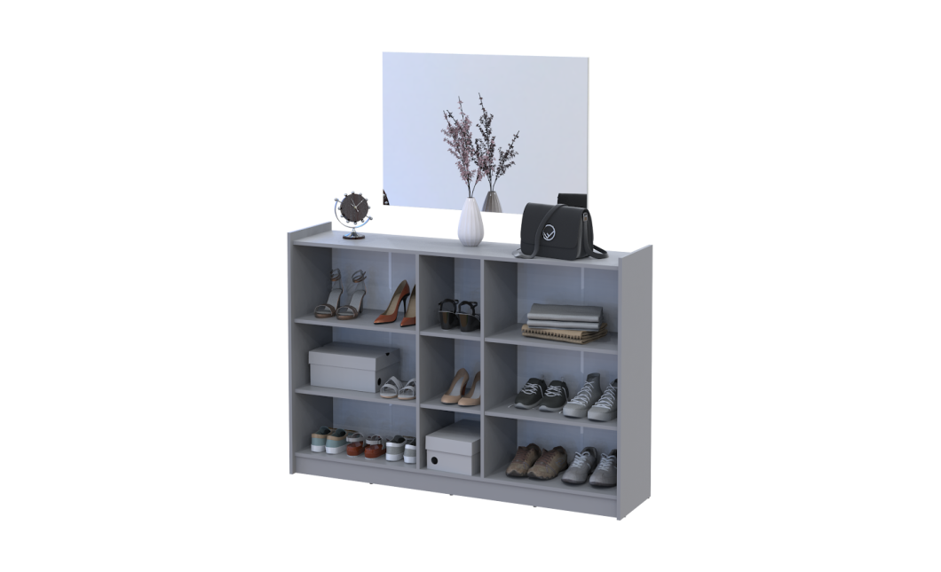 Schuhschrank Doros Kassel mit Spiegel Grau 5 Türen 159×40×110 (42005511)