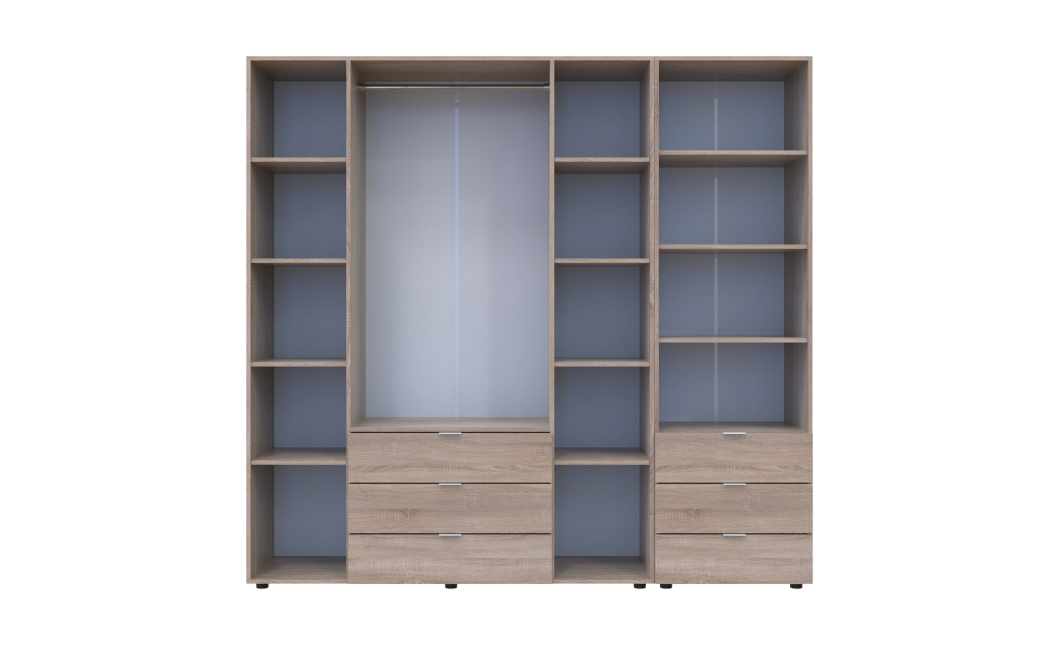 Kleiderschrank Doros Gelar Sonoma Eiche 4 Türen Säulenschrank 215x49,5x203,4 (42005182)