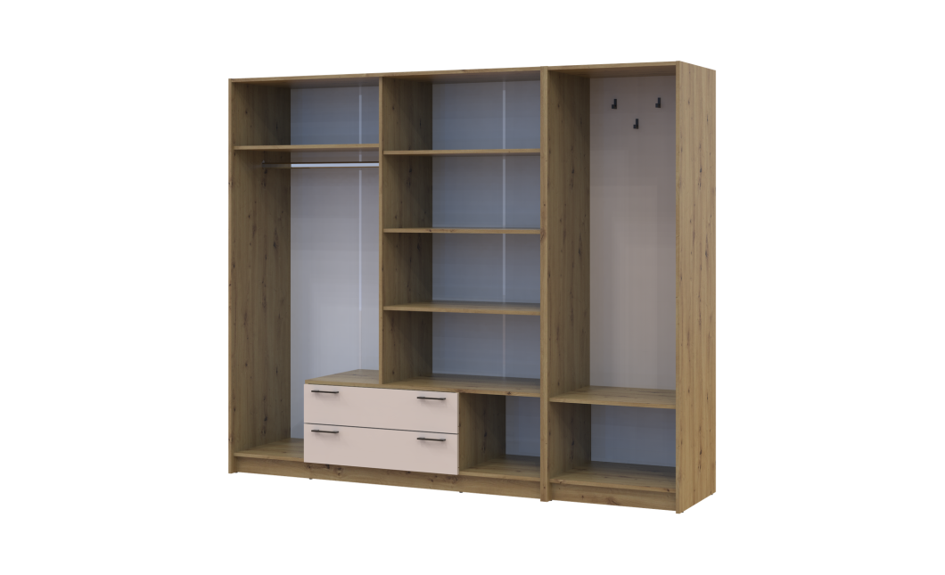 Drehtürenschrank Doros Rondi mit Kleiderstange Artisan Eiche/Kaschmir 4 Türen 220x52x195 (42005292)