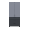 Kleiderschrank Doros Thorn Anthrazit/Grau 2 Türen 3 Schubladen Kleiderstange 90x51,6x200 (44900473)