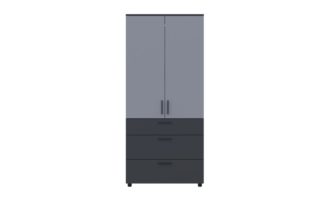 Kleiderschrank Doros Thorn Anthrazit/Grau 2 Türen 3 Schubladen Kleiderstange 90x51,6x200 (44900473)