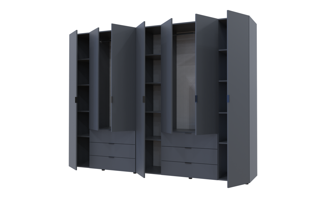 Kleiderschrank Doros Gelar Set mit Drehtüren Graphitgrau 3+4 Türen 271,2x49,5x203,4 (42002128)
