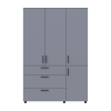 Kleiderschrank Doros Thorn Grau 3 Türen 3 Schubladen Böden 135x51,6x200 (44900490)