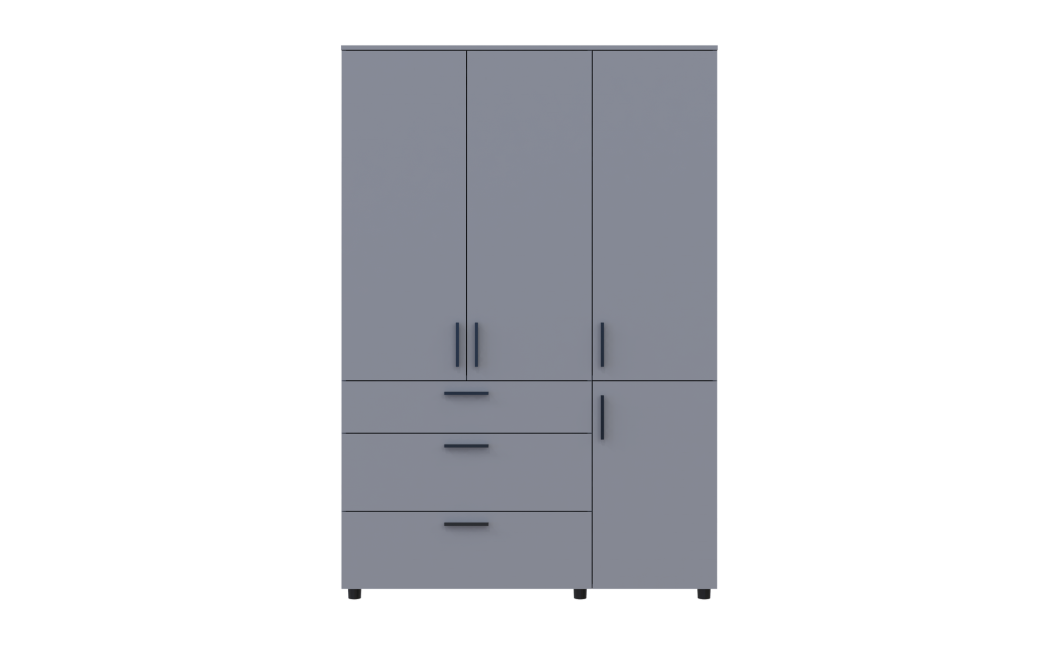 Kleiderschrank Doros Thorn Grau 3 Türen 3 Schubladen Böden 135x51,6x200 (44900490)