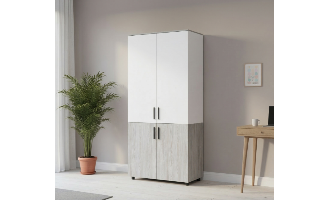 Kleiderschrank Doros Thorn Natti Kiefer/Weiß 2 Türen Kleiderstange 90x51,6x200 (44900459)