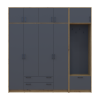 Drehtürenschrank Doros Rondi mit Kleiderstange und Oberschrank Artisan Eiche/Graphitgrau 4 Türen 220x52x236 (42005297)