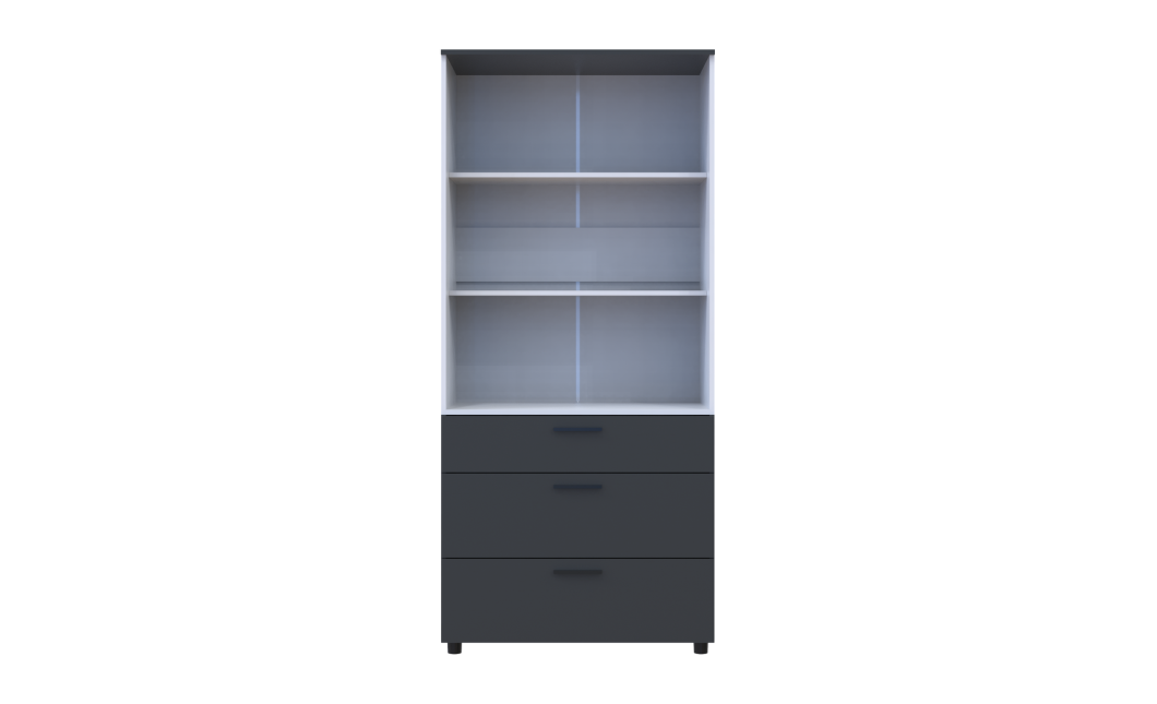 Kleiderschrank Doros Thorn Anthrazit/Weiß 2 Türen 3 Schubladen Böden 90x51,6x200 (44900470)