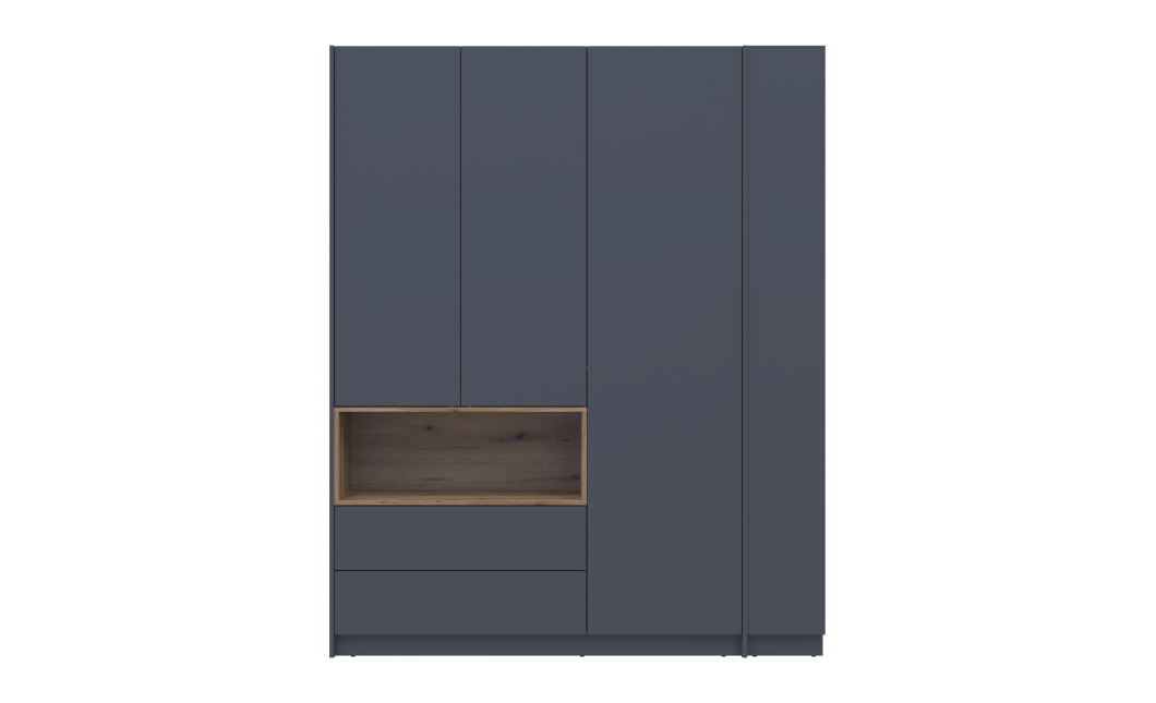 Kleiderschrank Doros Dale mit Drehtüren Anthrazit/Ewok Eiche 3 Türen 178x52x220 (42005338)
