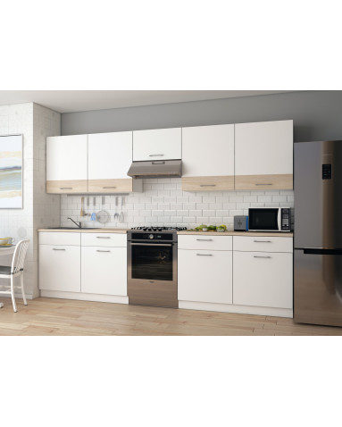 Küche Doros Leia 300x60x250 Weiß / Sonoma Eiche (81000008)