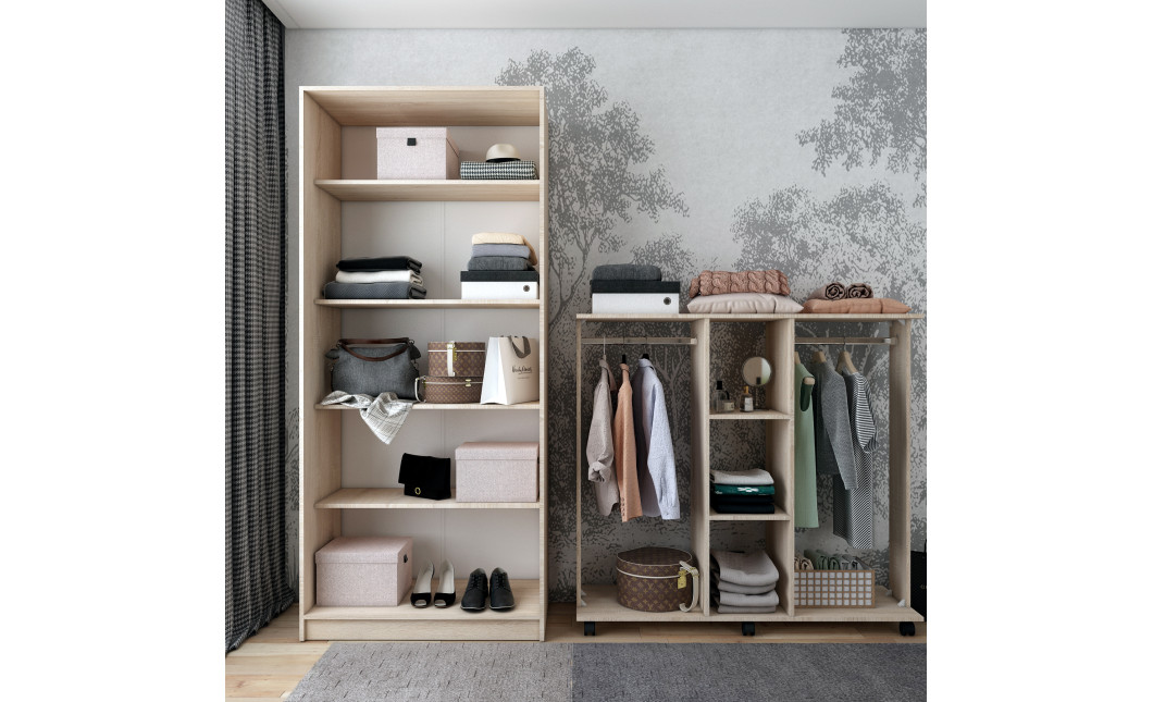 Kleiderschrank Doros Promo mit Drehtüren Sonoma Eiche mit Böden 2 Türen 90x48x204 (42005098)