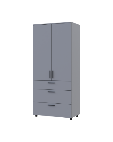 Kleiderschrank Doros Thorn Grau 2 Türen 3 Schubladen Kleiderstange 90x51,6x200 (44900441)