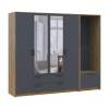 Drehtürenschrank Doros Rondi mit Kleiderstange und Spiegel Artisan Eiche/Graphitgrau 4 Türen 220x52x195 (42005295)