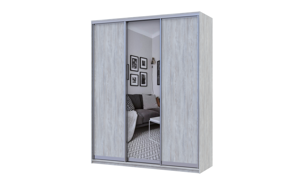 Kleiderschrank Doros City Light Natti Luc Schiebetüren mit Spiegel 180x60x225 (80736522)