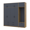 Drehtürenschrank Doros Rondi mit Kleiderstange und Oberschrank Artisan Eiche/Graphitgrau 4 Türen 220x52x236 (42005297)