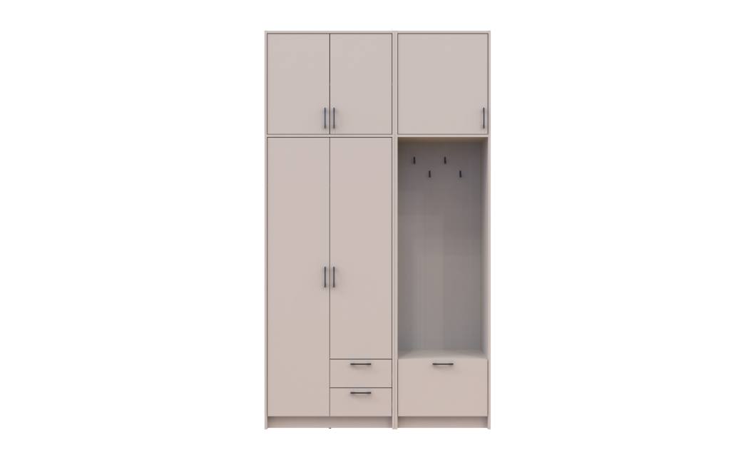 Kleiderschrank Doros Rondi mit Kleiderstange und hohem Oberschrank Kaschmir 2 Türen 142x52x260 (42005397)