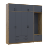 Drehtürenschrank Doros Rondi mit Kleiderstange und Oberschrank Artisan Eiche/Graphitgrau 4 Türen 220x52x236 (42005297)