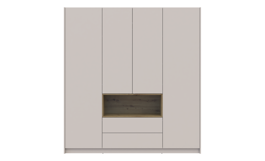 Kleiderschrank Doros Dale Kaschmir/Artisan Eiche 4 Türen 206x52x220 (80737727)
