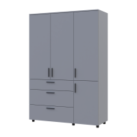 Kleiderschrank Doros Thorn Grau 3 Türen 3 Schubladen Böden 135x51,6x200 (44900490)