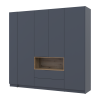 Kleiderschrank Doros Dale mit Drehtüren Anthrazit/Ewok Eiche 4 Türen 234x52x220 (42005339)