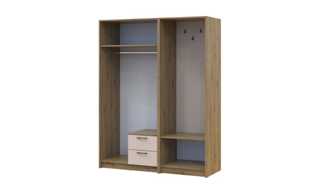Kleiderschrank Doros Rondi mit Kleiderstange, Spiegel und Oberschrank Artisan Eiche/Graphitgrau 3 Türen 181x52x236 (42005287)