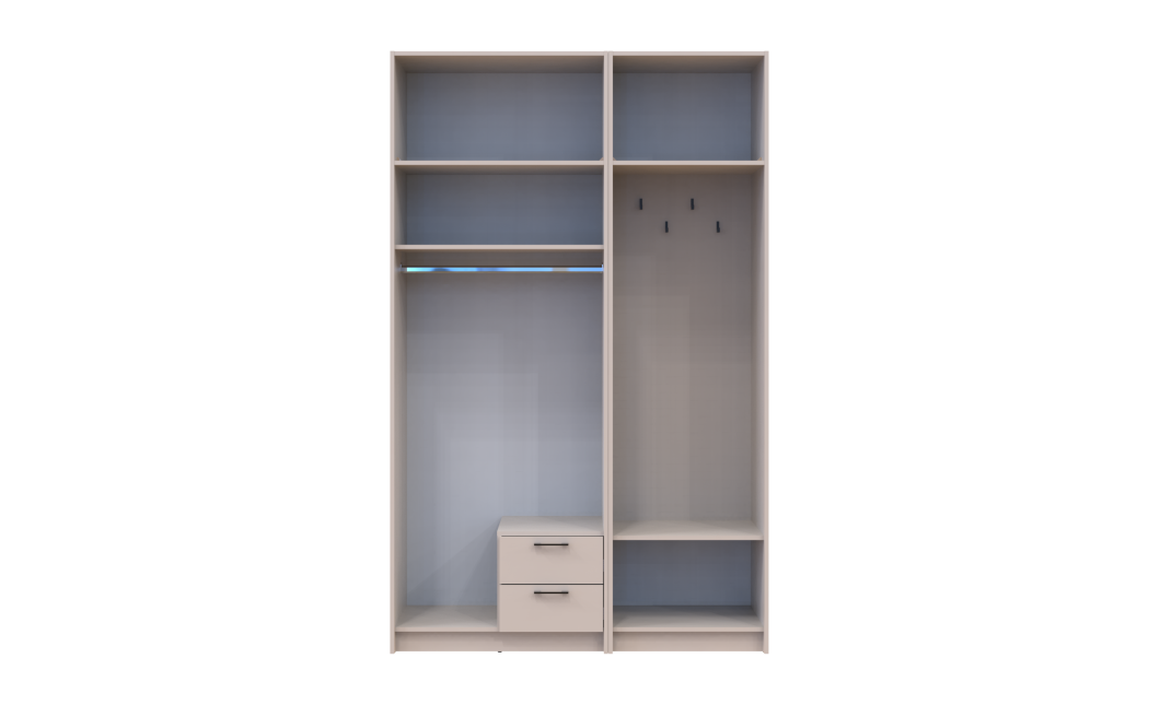 Kleiderschrank Doros Rondi mit Kleiderstange, Spiegel und Oberschrank Kaschmir 2 Türen 142x52x236 (42005403)
