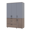 Kleiderschrank Doros Thorn Cremona Cannolo/Grau 3 Türen 3 Schubladen Böden 135x51,6x200 (44900506)