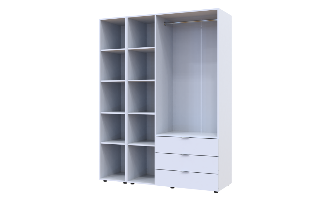 Kleiderschrank Doros Gelar Weiß 3 Türen mit Spiegel 155x49,5x203,4 (42002157)