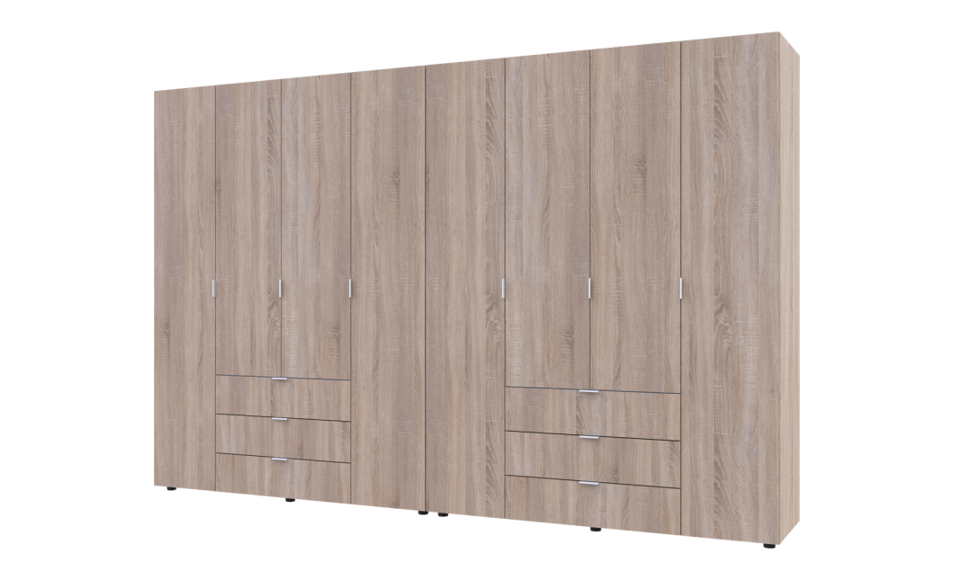 Kleiderschrank Doros Gelar Set mit Drehtüren Sonoma Eiche 4+4 Türen 310x49,5x203,4 (42002129)
