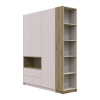 Kleiderschrank Doros Dale mit Drehtüren, offenen Regalen und Oberschrank Kaschmir / Artisan Eiche 3 Türen 178x52x220 (42005157)